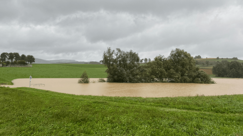 Dangelsbach overflow during heavy rainfall